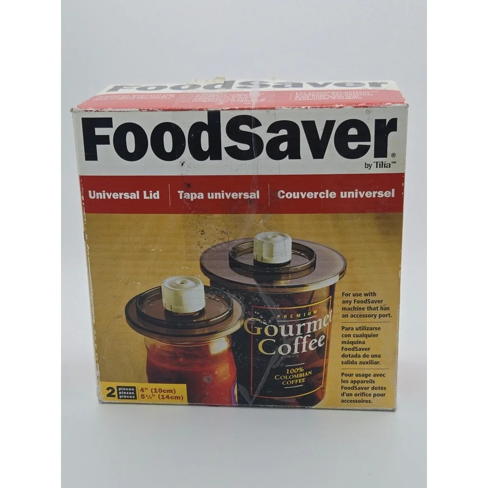 FoodSaver by Tilia Universal Lids Set of 3 Vacuum Seal 4in and 5.5in
